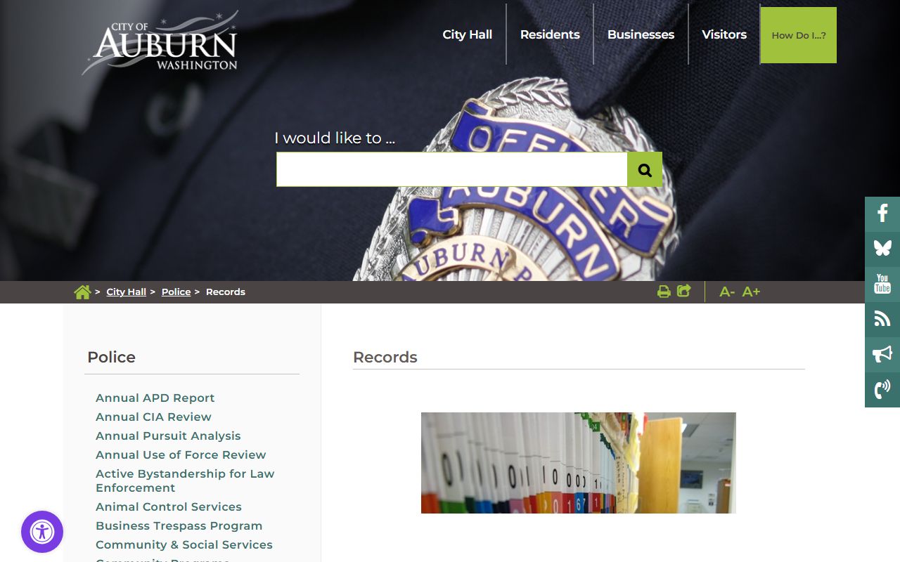 Auburn police records division page