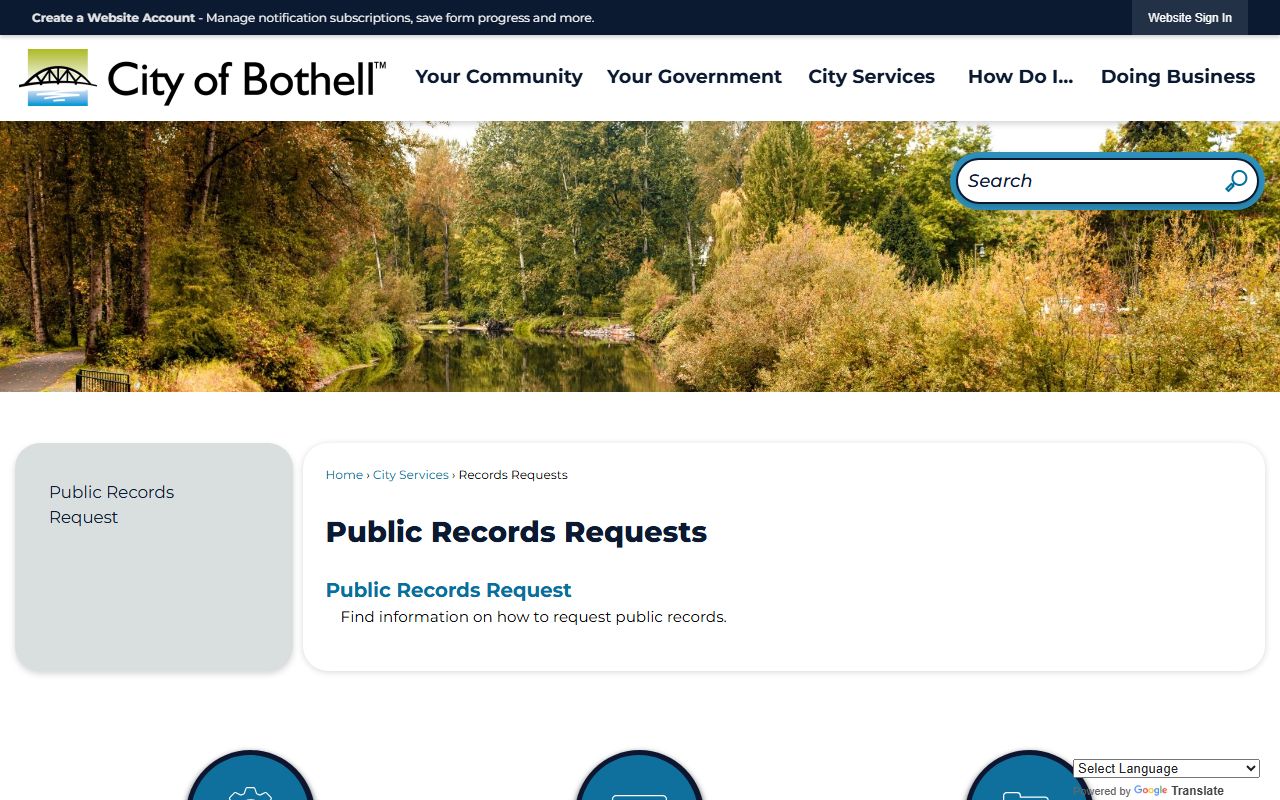 Bothell public records requests page