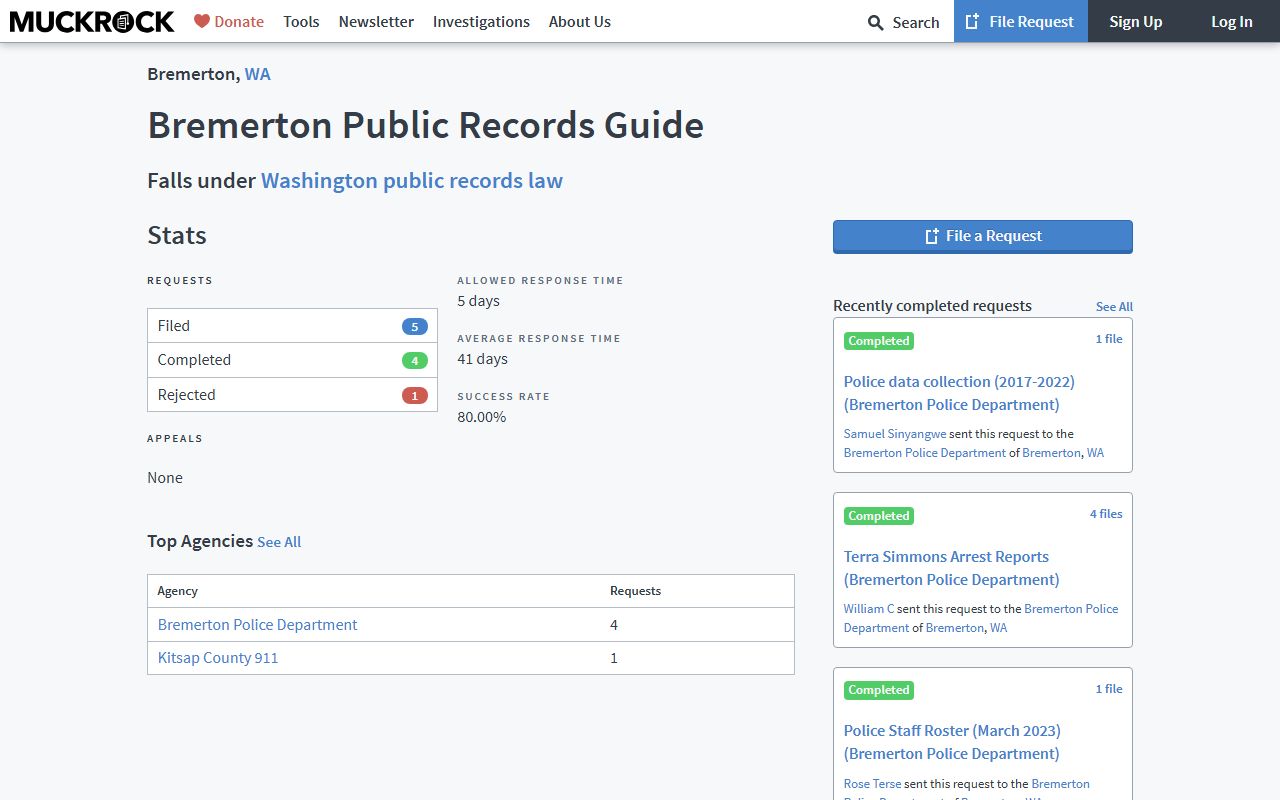 Bremerton Police Department public records response