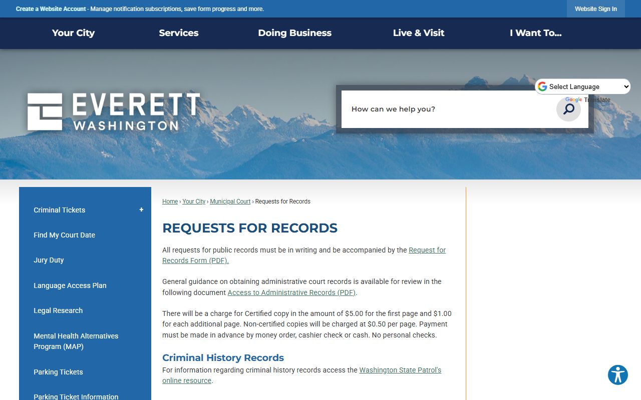 Everett records requests page