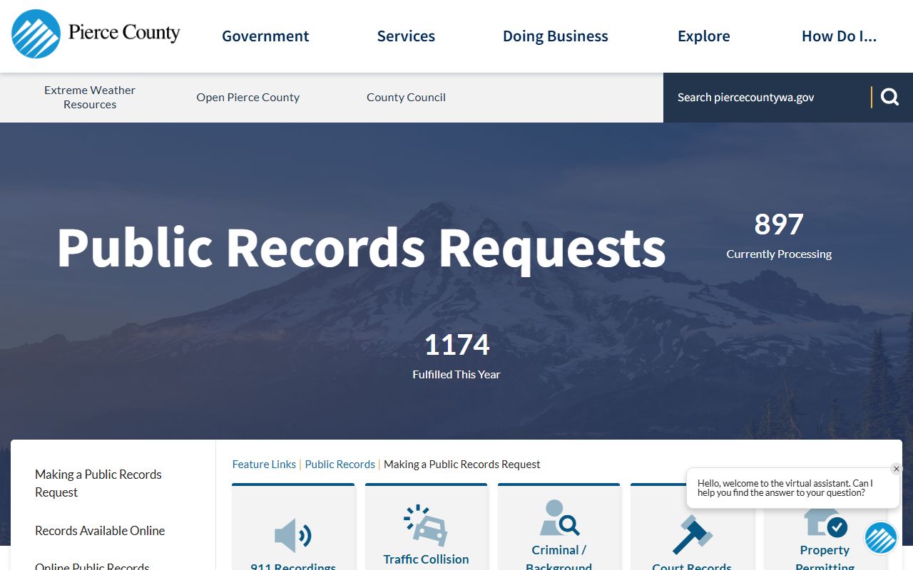 Pierce County how to make a public records request