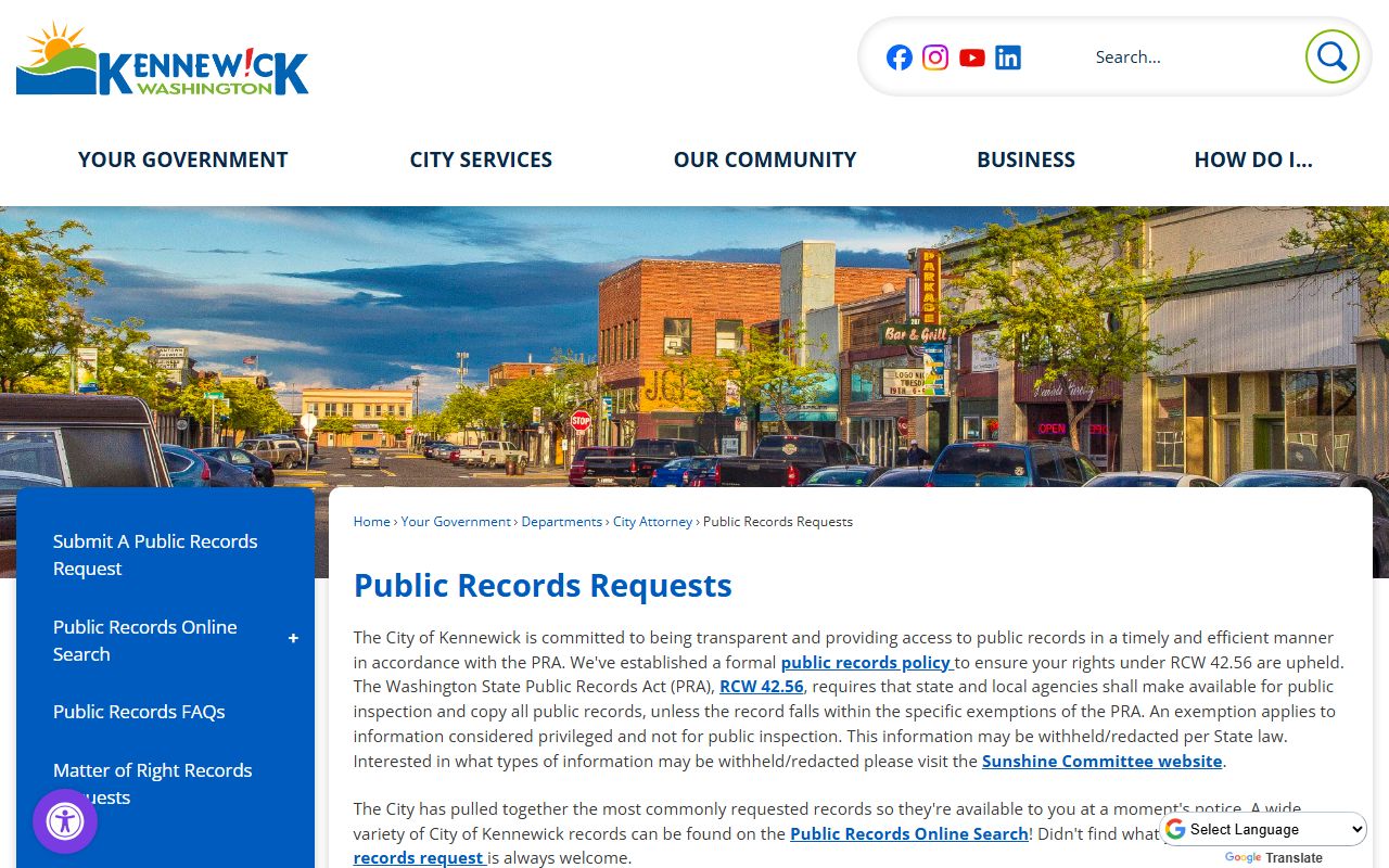 Kennewick public records request page