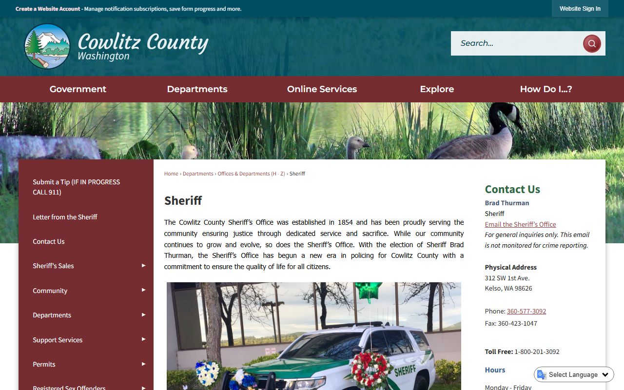Cowlitz County Sheriff's Office official website