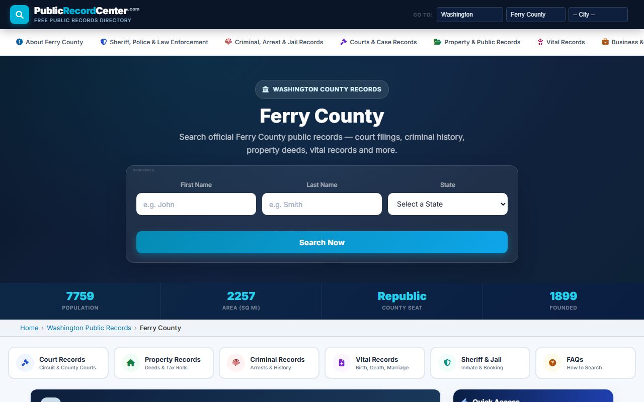 Ferry County police records request information