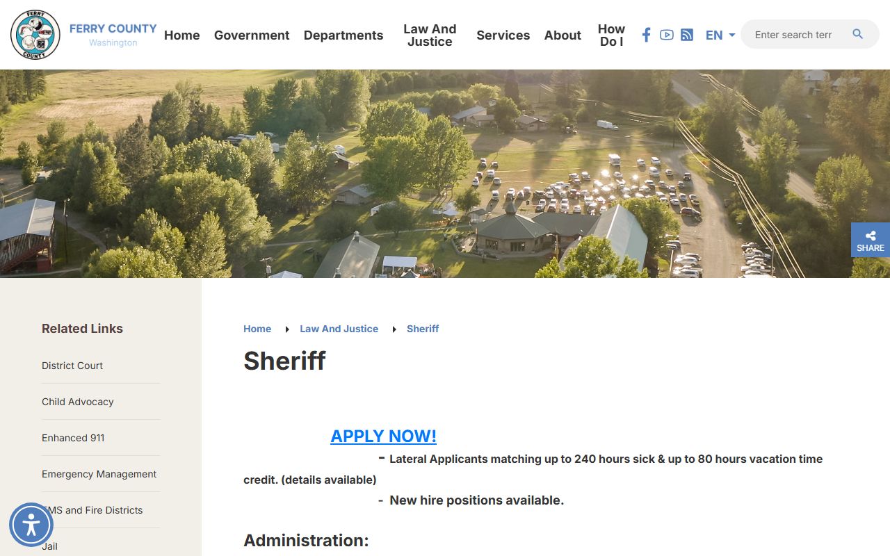 Ferry County Sheriff's Office police records