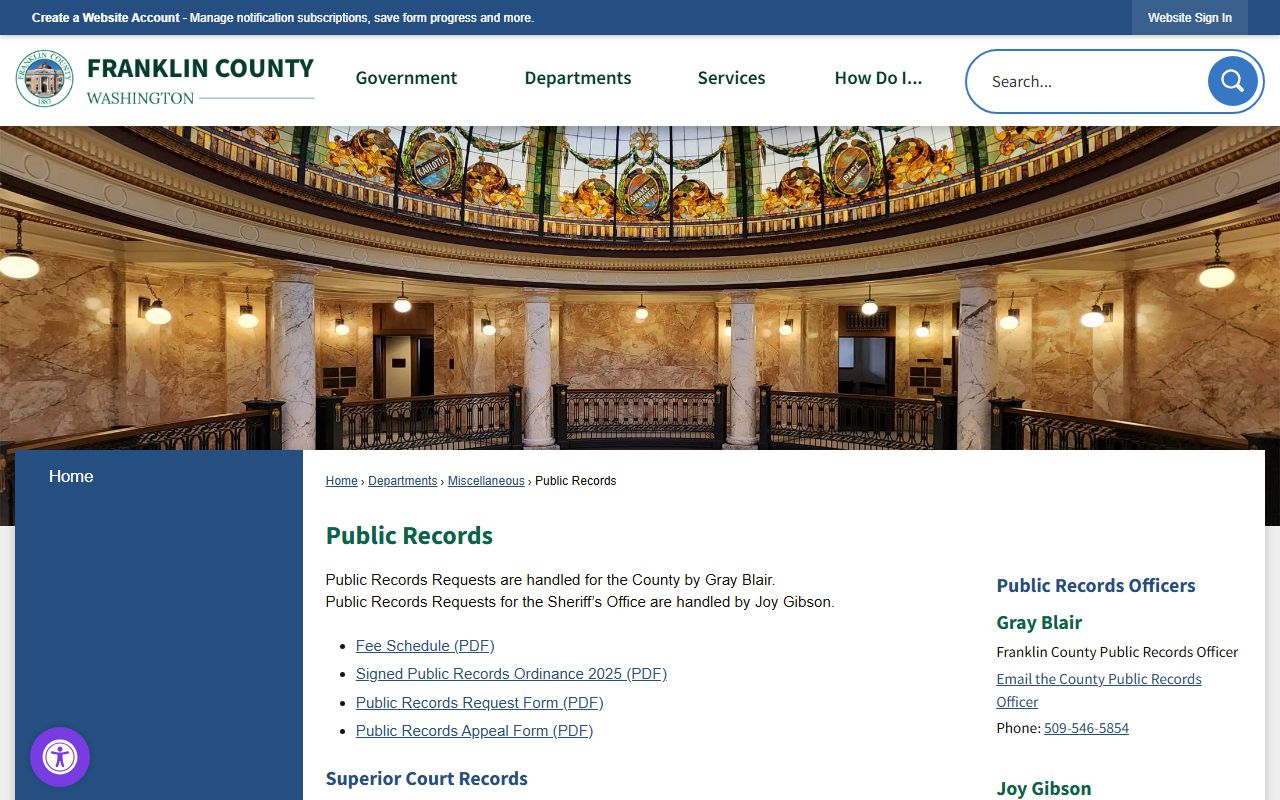 Franklin County public records portal for police records