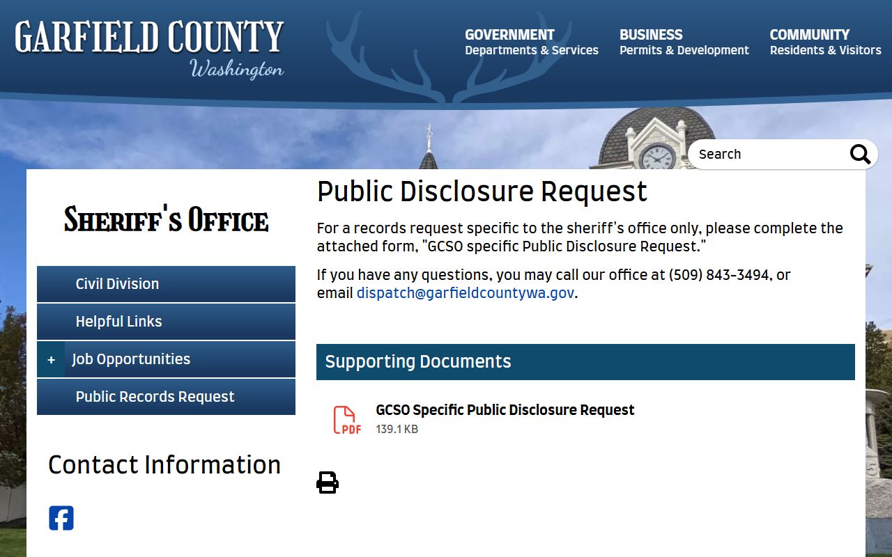 Garfield County Sheriff public disclosure request for police records