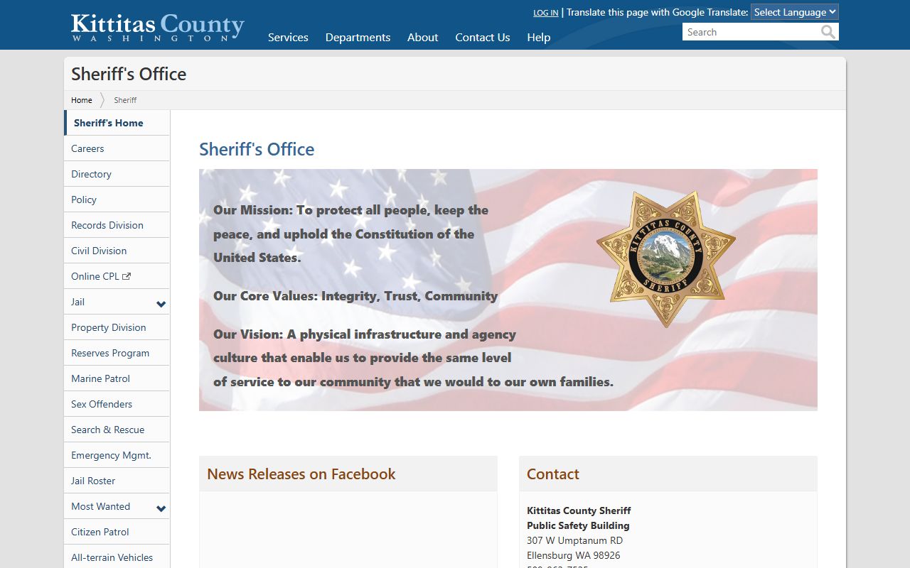Kittitas County Sheriff's Office website