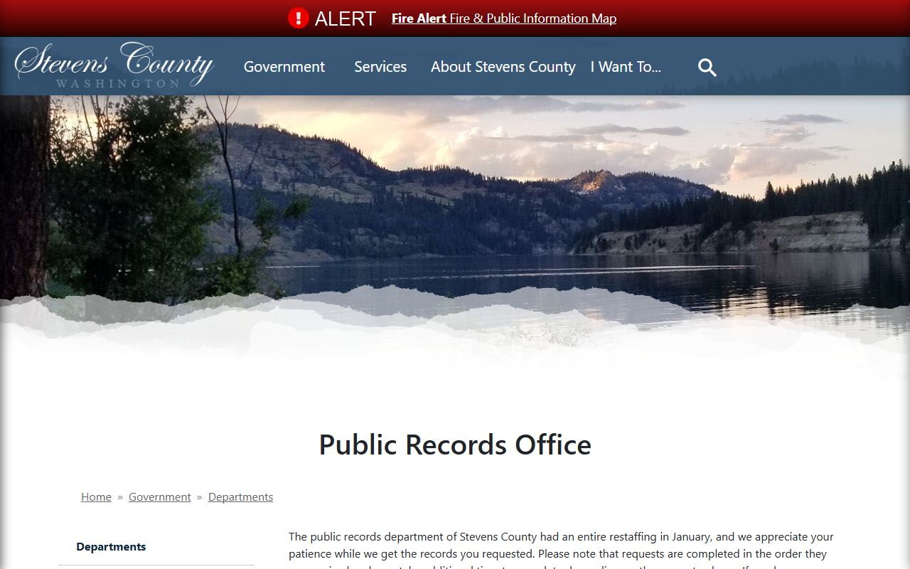 Stevens County Public Records Office for police records requests