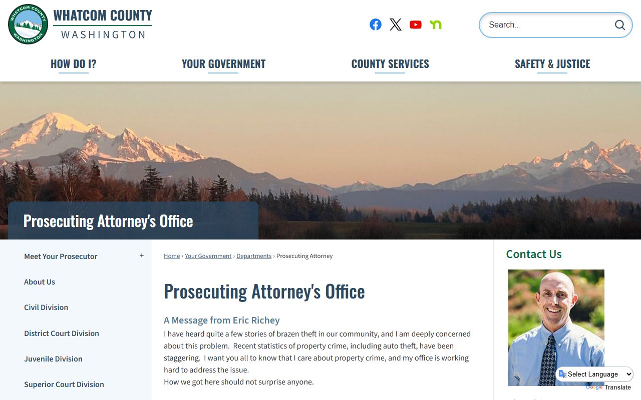 Whatcom County public records request page for police records and Sheriff's Office
