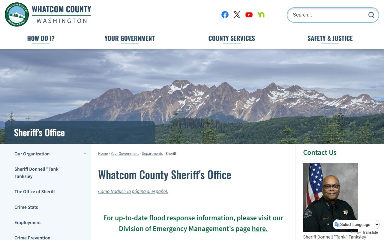 Whatcom County Sheriff's Office providing law enforcement services and police records